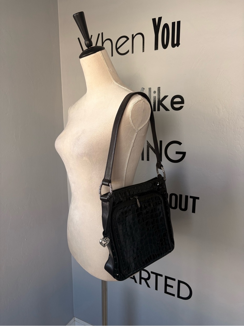 Brighton Sonny Brown Patent Leather
Crocodile Shoulder Bag